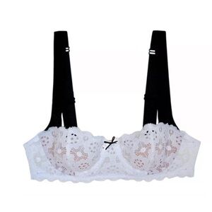 Fleur du Mal
Crochet Lace Balconette Bra 
White,  34B